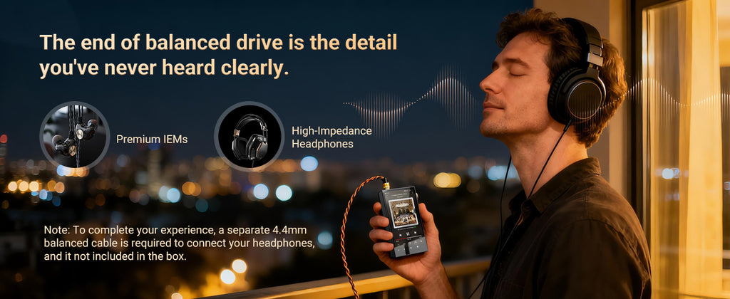 32G/160GB HiFi Hi-Res Audio Player，Bluetooth and WiFi, 4.4mm Balanced, Dual ESS DAC, 4.02" Digital DSD512 Lossless Spotify