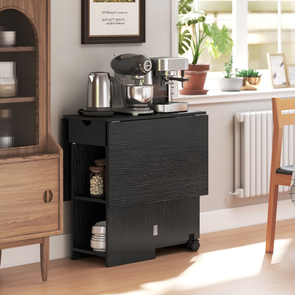 Table à Manger Pliante, Table de Cuisine Extensible pour 2 à 4 Personnes, 2 Abattants, 120 x 72 x 75 cm, Noir