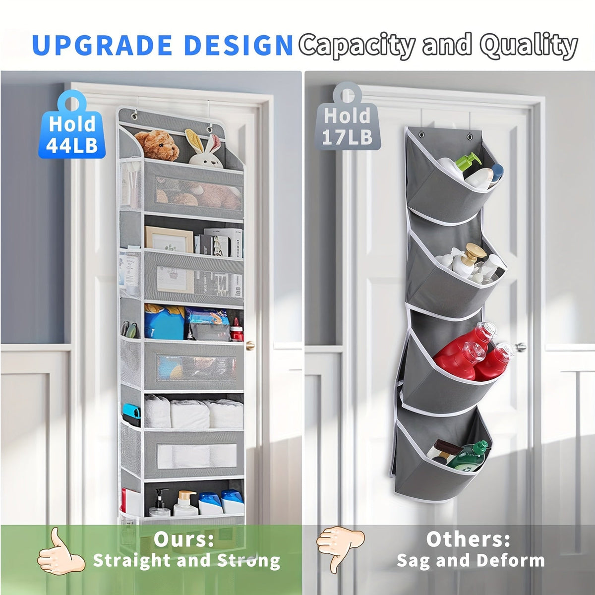 3-Layer Over-the-Door Storage Rack Gray
