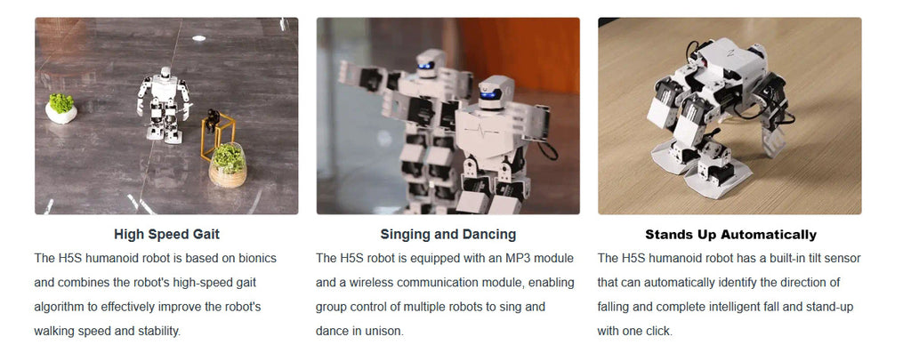 Hiwonder H5S 16DOF Humanoid Robot Singing & Dancing, Educational Programmable Bionic Robot Assembled