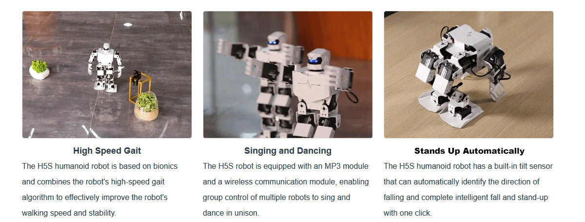 Hiwonder H5S 16DOF Humanoid Robot Singing & Dancing, Educational Programmable Bionic Robot Assembled