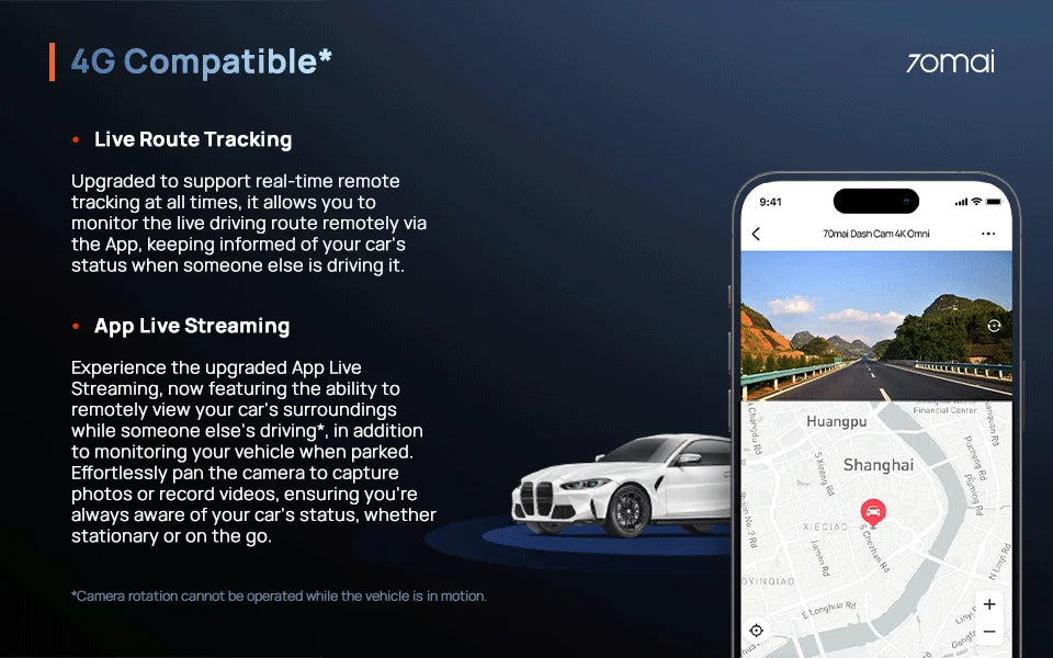 70mai 4K Omni X800 2160P HDR 60fps F1.7 Supported Dual-channel Built-in GPS ADAS Supercapacitor 4G LTE 24H Parking Surveillance