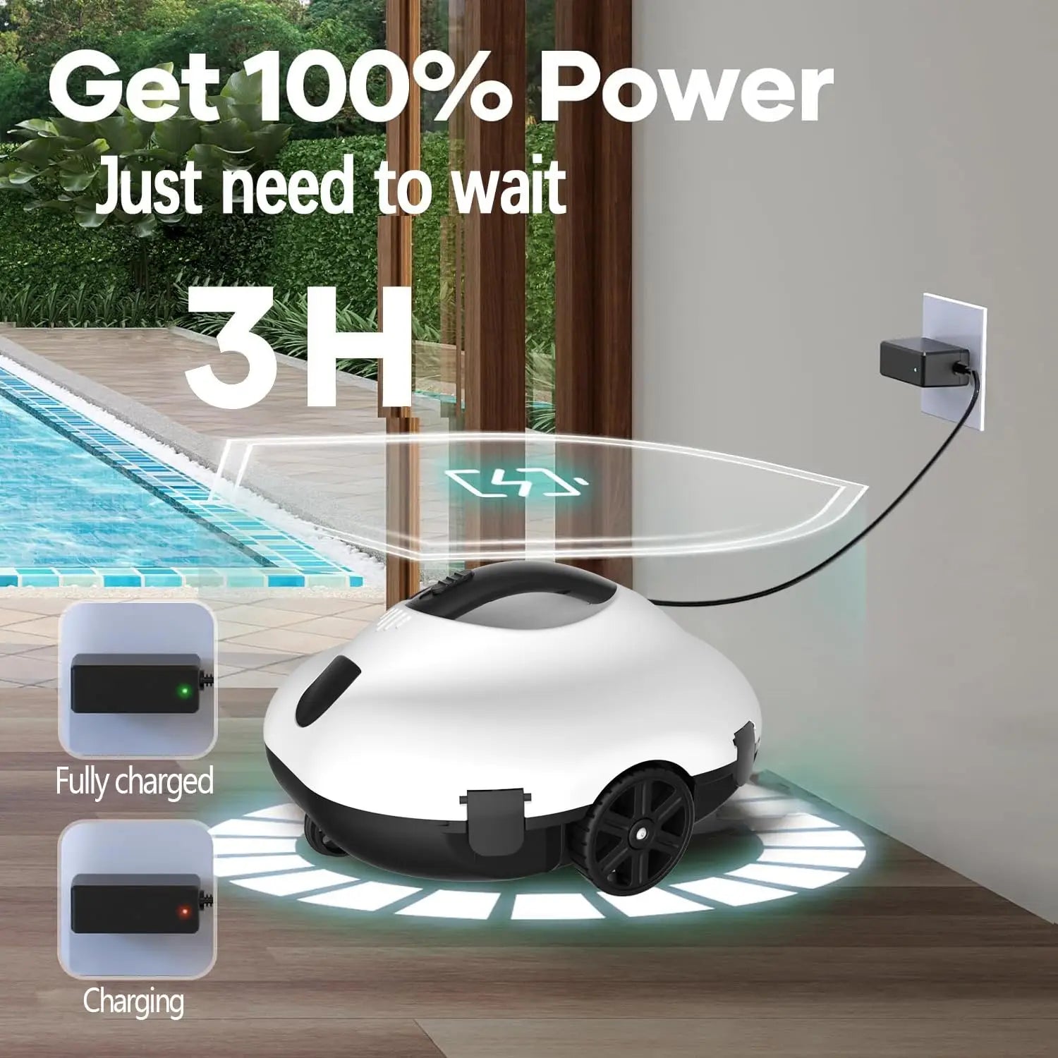 Blossom PC2322 Cordless Pool Robot Cleaner, 5000mAh Battery 120-130Min Runtime Smart Self-Parking Automatic Swimming Pool Vacuum