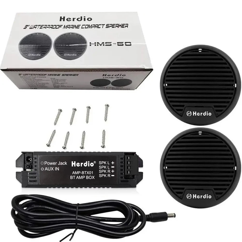 Herdio 160W Bathroom Speaker Bluetooth Audio Amplifier IPX6 Waterproof In-Wall Audio for System Kitchen Sauna Shower Spa Home