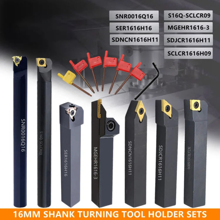 8Sets of 8MM 10MM 12MM 16MM CNC Lathe Turning Tool Holder Boring Bar with Applicable Inserts Wrenches Set for Turning Threading