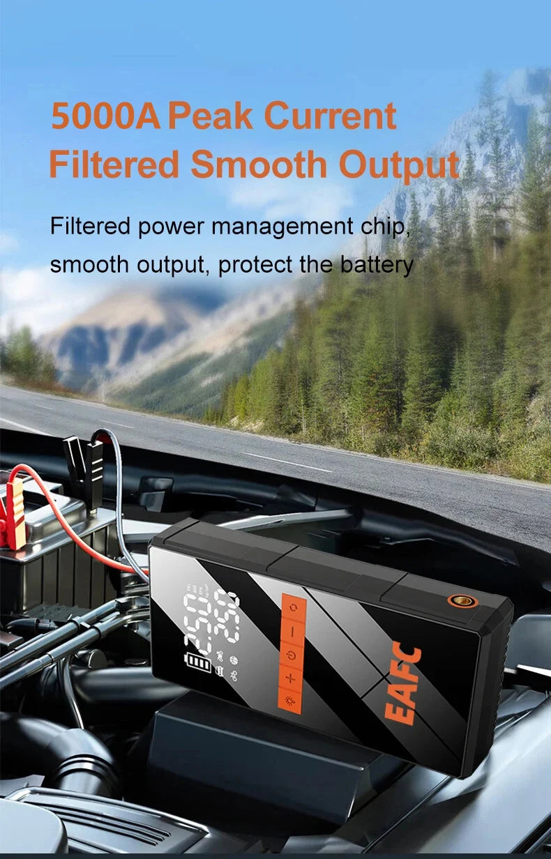EAFC 150PSI Air Pump Car Battery Emergency Boosters 5000A Car Jump Starter Power Bank Portable Starting Device Car Starter