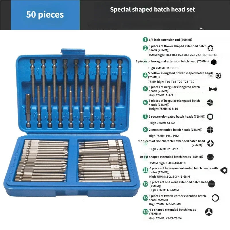 36/50Pcs Extra Long Screw Driver Bit Set with control Torx Star Hex Spline Bit Set Set Screw Driver Bit Screw