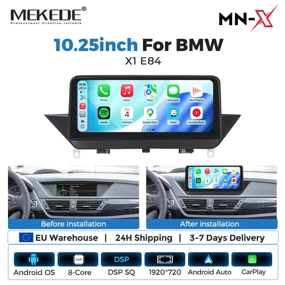 MEKEDE 128GB Android 14 Wireless CarPlay For BMW X1 E84 2009 - 2015 Car Multimedia Player DSP Android Auto GPS 8 Core Autoradio