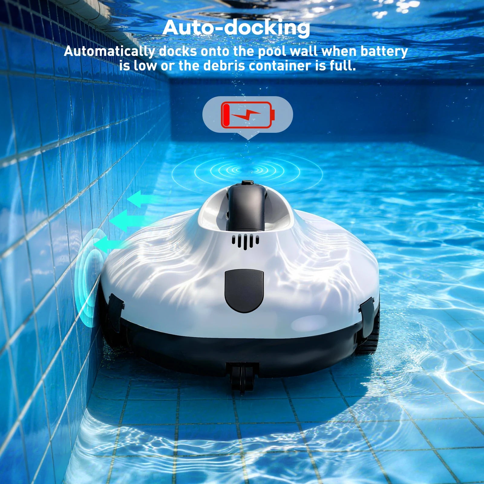 Blossom PC2322 Cordless Pool Robot Cleaner, 5000mAh Battery 120-130Min Runtime Smart Self-Parking Automatic Swimming Pool Vacuum