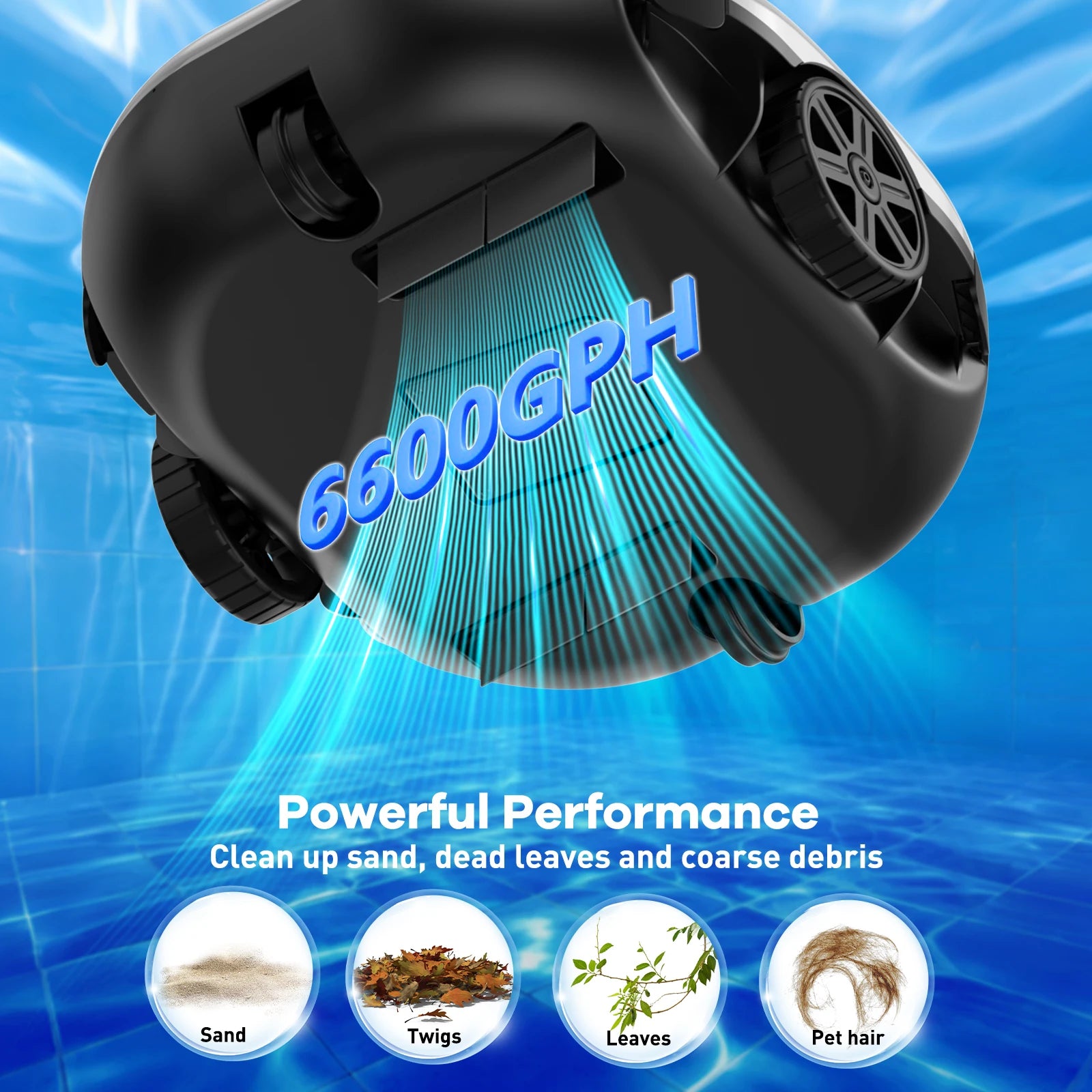 Blossom PC2322 Cordless Pool Robot Cleaner, 5000mAh Battery 120-130Min Runtime Smart Self-Parking Automatic Swimming Pool Vacuum