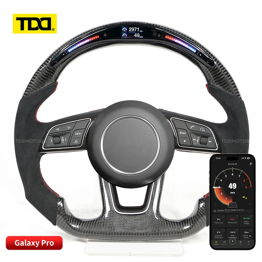 ICF Carbon Fiber Steering Wheel For Audi A3 A4 B9 RS3 S3 RS4 S4 A5 S5 Customized Suede Leather