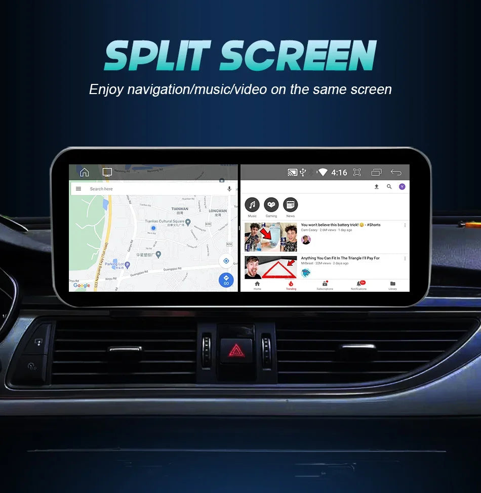 CarPlay For Audi A4 B8 A5 2008 2009 2010 MMI 2G High CD Changer Android 14 8+128GB Car Multimedia Player Stereo GPS Navi Screen