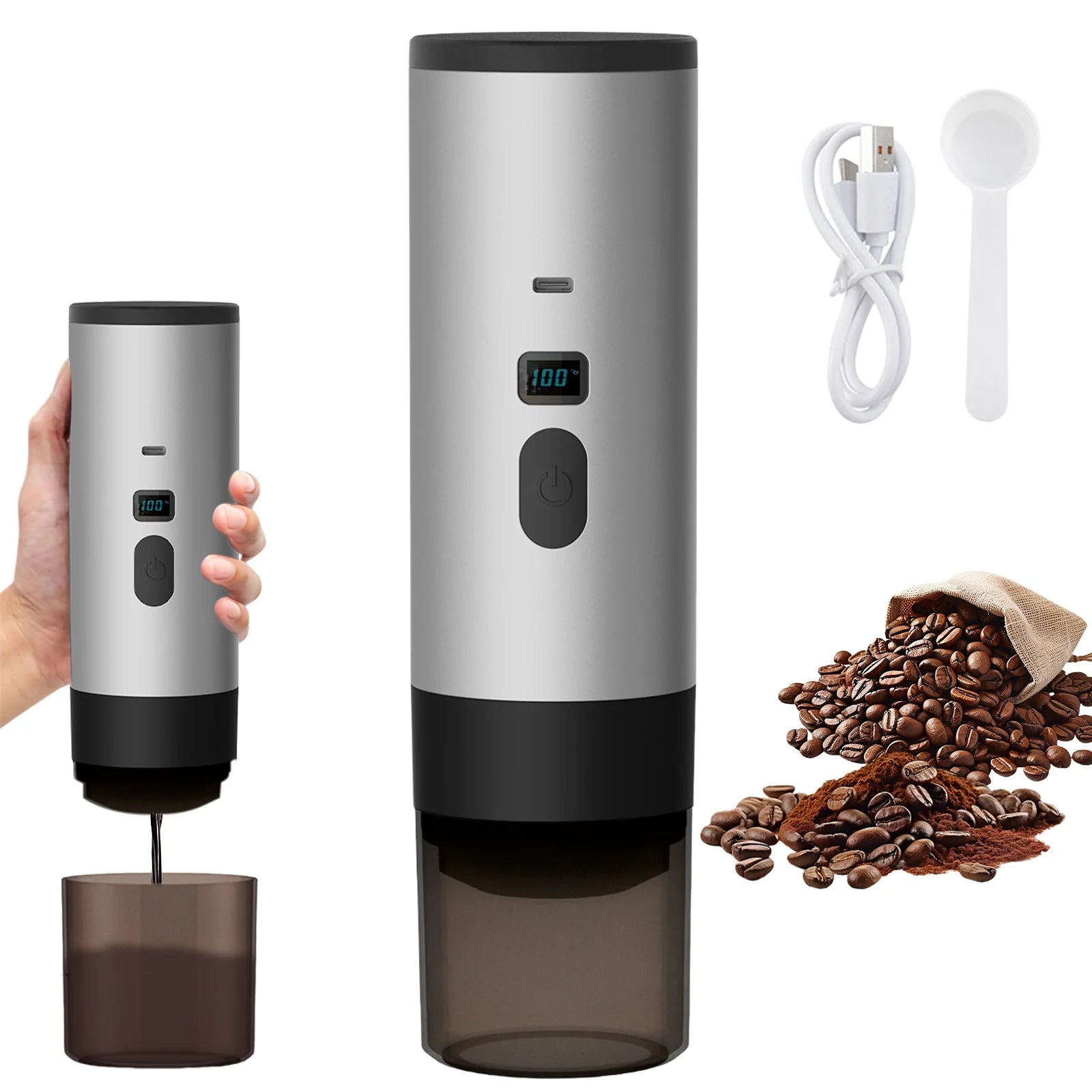 Cafetière électrique portable à capsules 3 en 1, machine à expresso sans fil, chauffe-eau à pompe, cafetière de voyage et de voiture