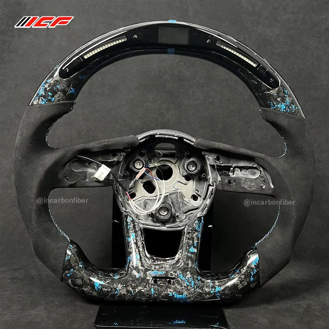 ICF Carbon Fiber Steering Wheel For Audi A3 A4 B9 RS3 S3 RS4 S4 A5 S5 Customized Suede Leather
