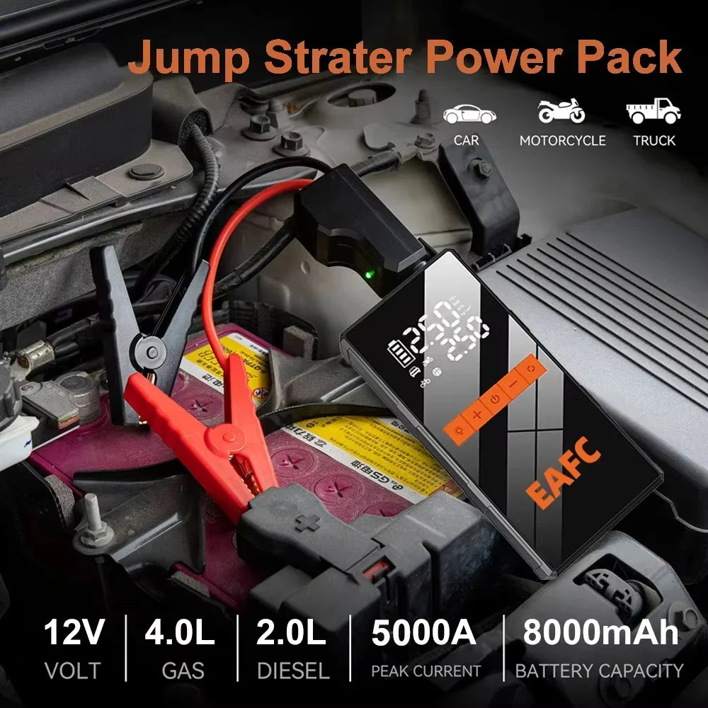 EAFC 150PSI Air Pump Car Battery Emergency Boosters 5000A Car Jump Starter Power Bank Portable Starting Device Car Starter