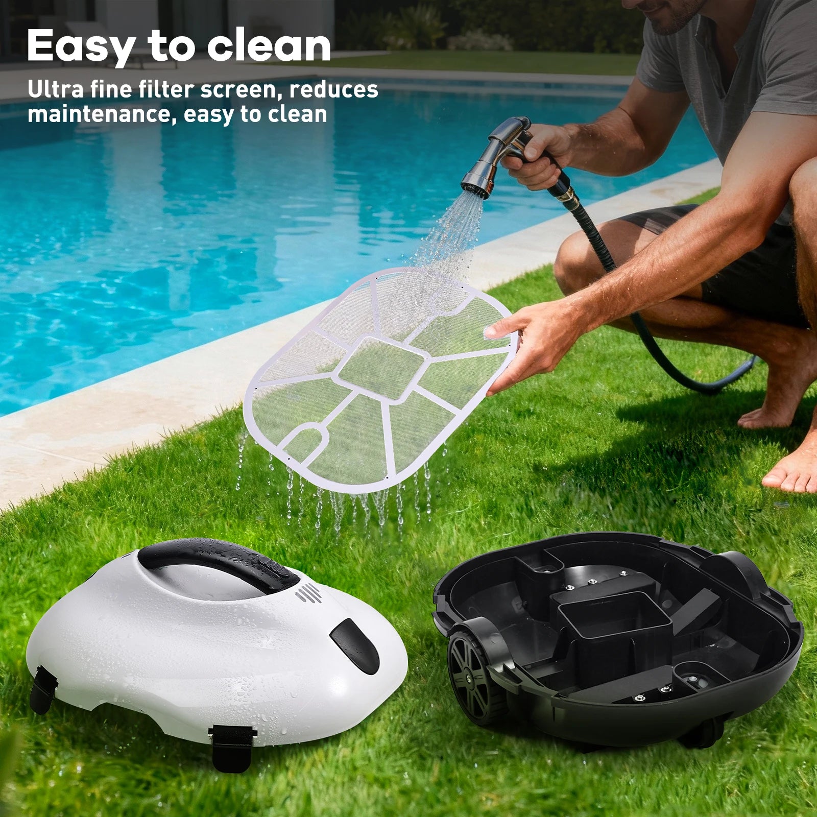 Blossom PC2322 Cordless Pool Robot Cleaner, 5000mAh Battery 120-130Min Runtime Smart Self-Parking Automatic Swimming Pool Vacuum
