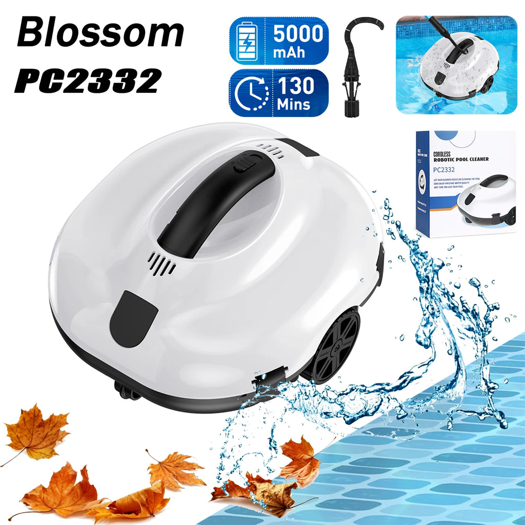 Blossom PC2322 Cordless Pool Robot Cleaner, 5000mAh Battery 120-130Min Runtime Smart Self-Parking Automatic Swimming Pool Vacuum
