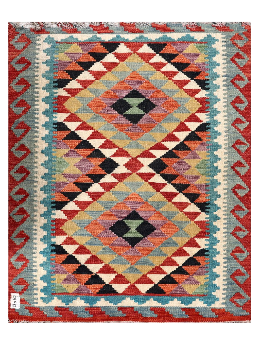 Mauj-i Aabi, Maimana Kilim - 118 × 95 cm (3'10" x 3'1")
