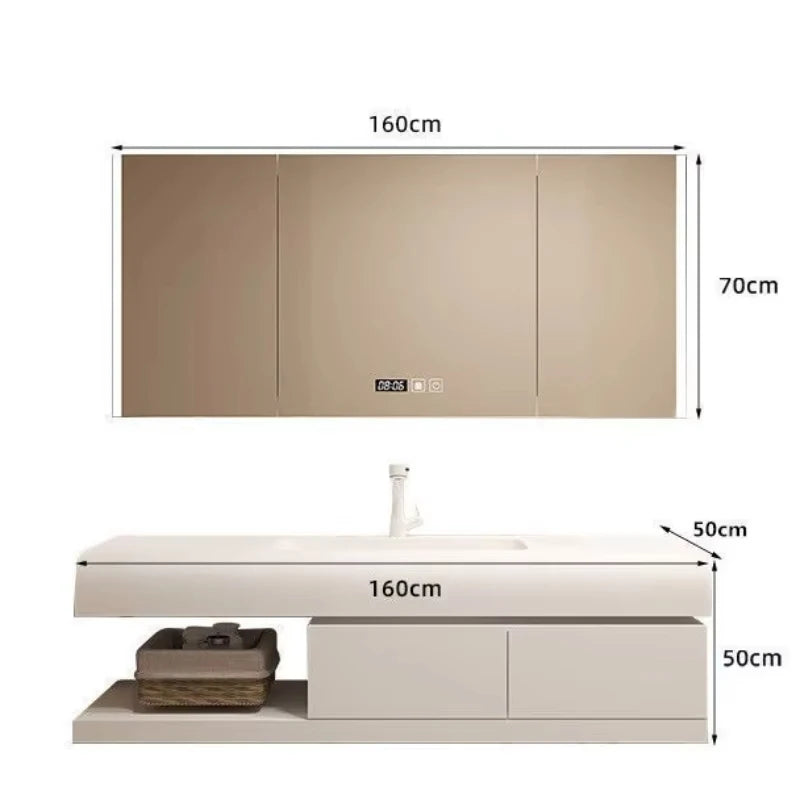 Bathroom Furniture Floating Basin Bathroom Cabinet Wall Light Modern Sink Cabinet Storage Mirror Armario De Banheiro Home