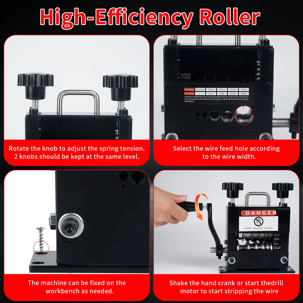 Wire Stripping Machine Manual&Drill Dual-Purpose 6 Channels 5 Blades Cable Stripper Tool for 3-17mm Scrap Copper Wire Recyclin