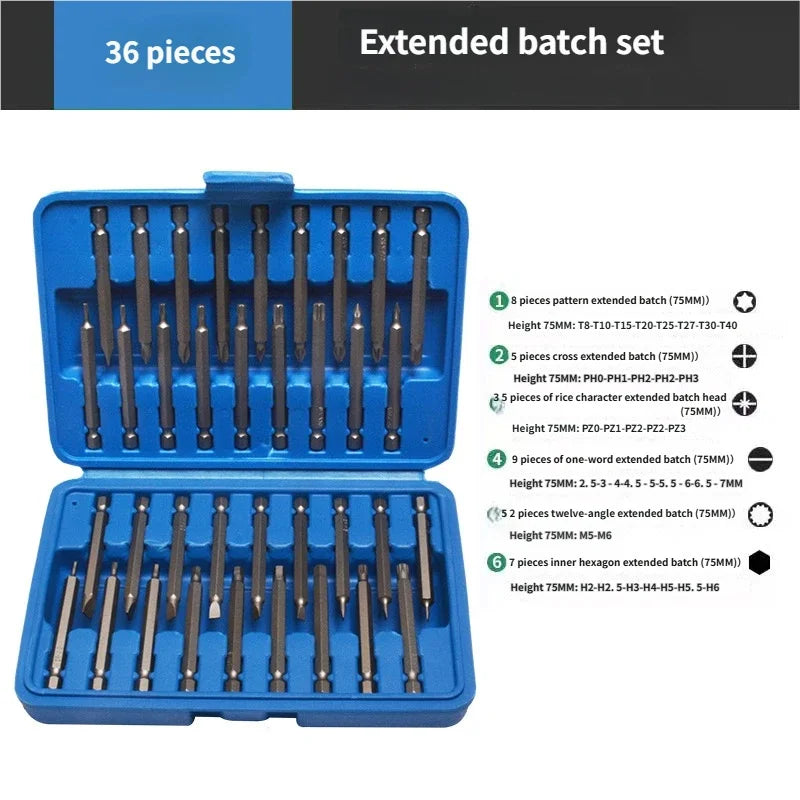 36/50Pcs Extra Long Screw Driver Bit Set with control Torx Star Hex Spline Bit Set Set Screw Driver Bit Screw