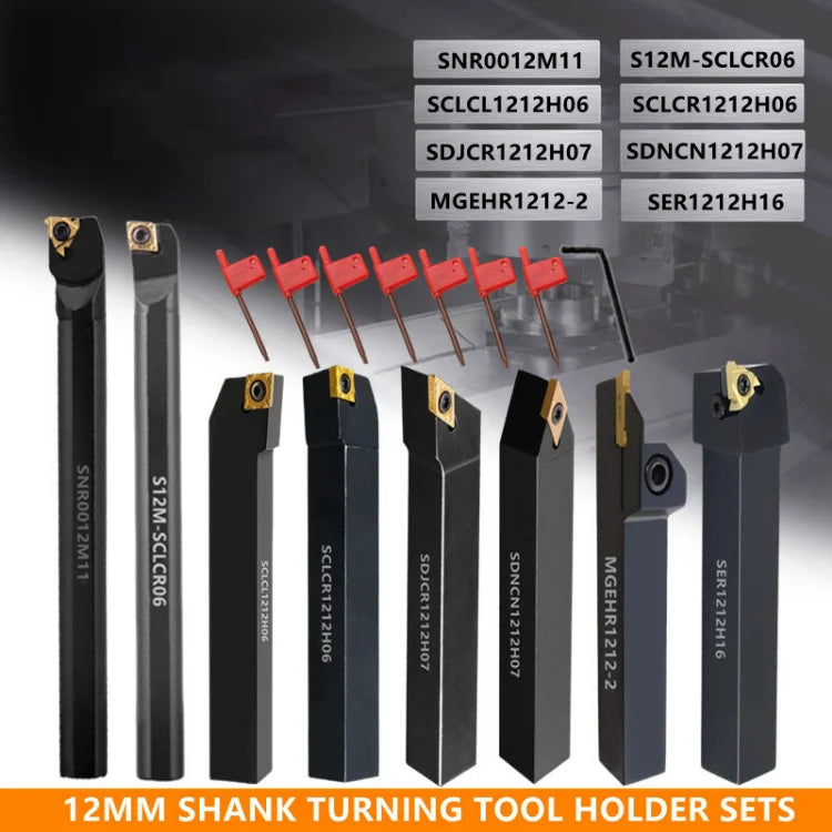8Sets of 8MM 10MM 12MM 16MM CNC Lathe Turning Tool Holder Boring Bar with Applicable Inserts Wrenches Set for Turning Threading