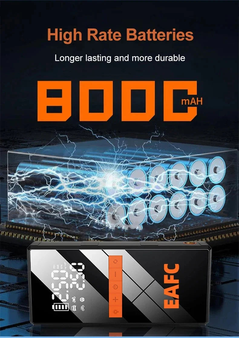 EAFC 150PSI Air Pump Car Battery Emergency Boosters 5000A Car Jump Starter Power Bank Portable Starting Device Car Starter