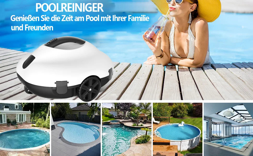 Blossom PC2322 Cordless Pool Robot Cleaner, 5000mAh Battery 120-130Min Runtime Smart Self-Parking Automatic Swimming Pool Vacuum