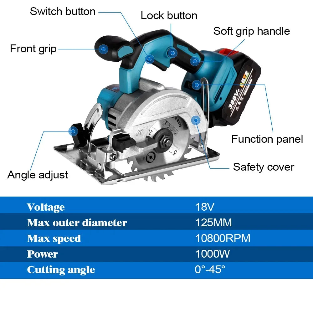5Inch Brushless Cordless Circular Saw | Handheld Woodworking Cutting Tool For Makita 18V Battery
