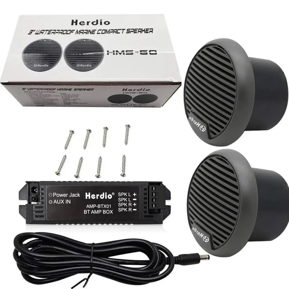 Herdio 160W Bathroom Speaker Bluetooth Audio Amplifier IPX6 Waterproof In-Wall Audio for System Kitchen Sauna Shower Spa Home