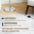 Lampadaire sur pied salon, lampe sur pied dimmable avec télécommande, abat-jour en lin, hauteur réglable 133-168cm, argent