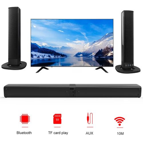 Barre de son sans fil puissante 20W avec haut-parleur Bluetooth, système de cinéma maison musical 3D, prise en charge Aux 3,5 mm RCA et carte TF pour TV PC BS36