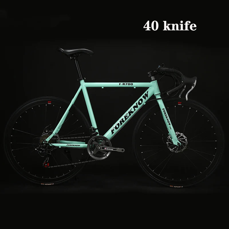 Road Bike 48cm Carbon Steel Muscle Frame 40 Knife Wheel Road Bicycle 21 Speed Double Disc Brake Racing Bike Adult Variable Speed