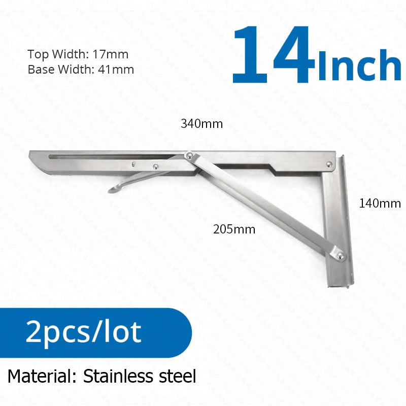 KAK 2pcs Équerre Pliable Robuste en Acier Inoxydable Support Mural Économiseur d'Espace pour Table de Travail, Camping-car, Voiture