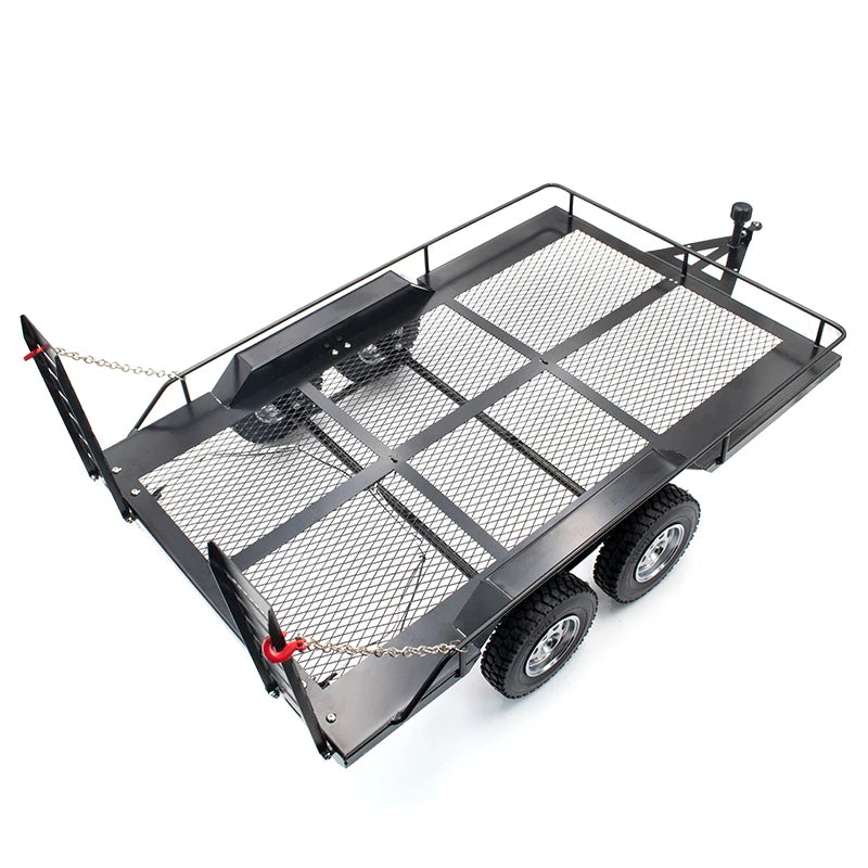 KYX Racing Heavy Duty Metal Trailer for 1/10 Rc Rock Crawler Truck Traxxas TRX4 Axial SCX10 SCX10 II 90046 90047 CC01 D90 D110