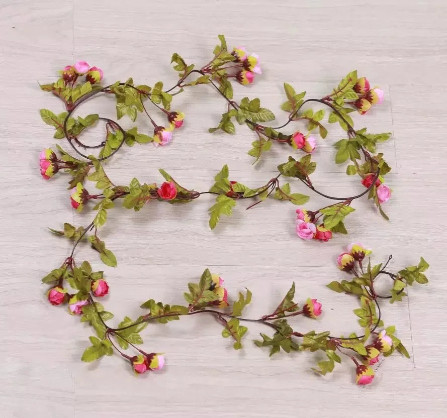 1pc 2m Rose Artificial Flower Garland White for Wedding Home Decoration Spring Autumn Garden Arch Decor DIY Fake Flowers Vine