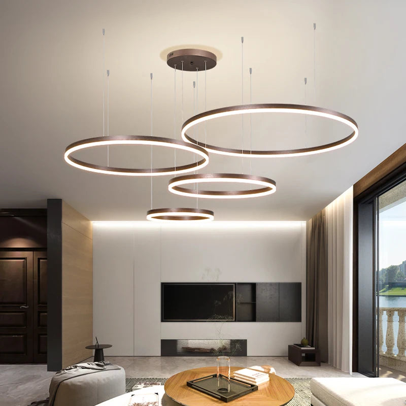 Lustre de Plafond LED Moderne Lustre Anneau Circulaire Salon Chambre Salle à Manger Éclairage Maison Intérieur Décoration Lustre