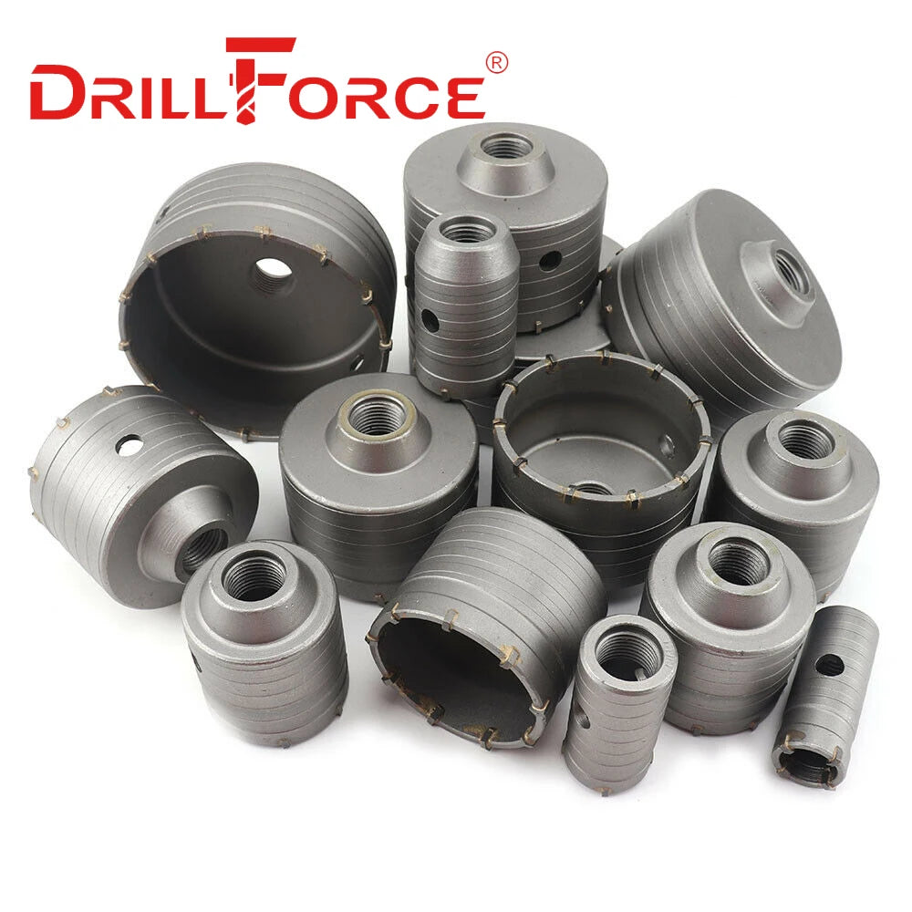 Drillforce 30-160mm Concrete Hole Saw Electric Hollow Core Cement Stone Wall Air Conditioner Masonry SDS Plus Max Hex Drill Bit