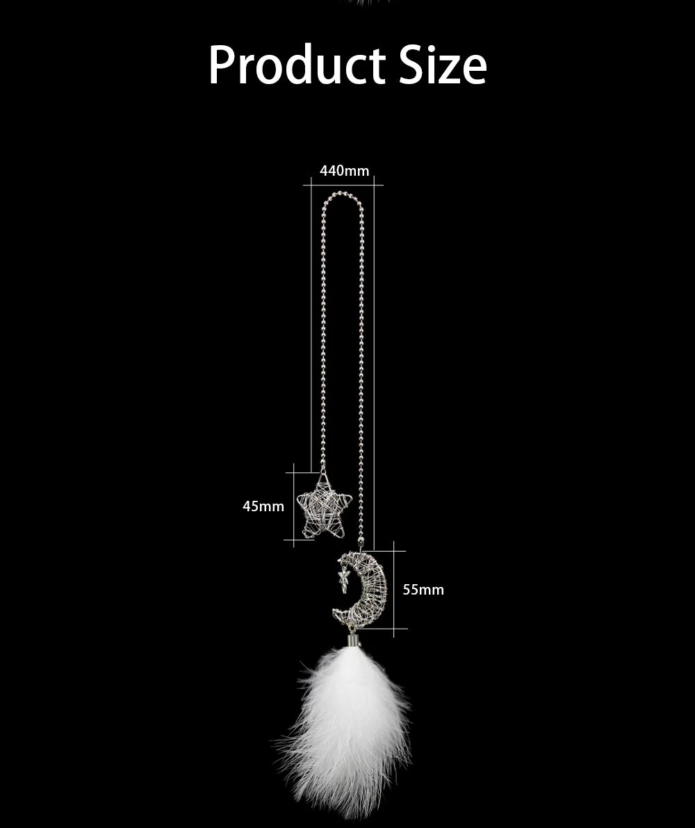 KAWOO Hollow Star Moon Feather Car Pendant Ornaments Hand-Wound Car Pendant Home Fashion Interior Decoration Accessories