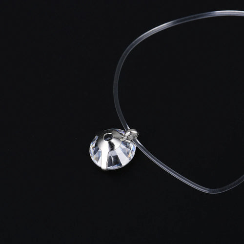 2024 New Female Transparent Fishing Line Necklace Silver Color Invisible Chain Necklace Women Rhinestone Choker Necklace