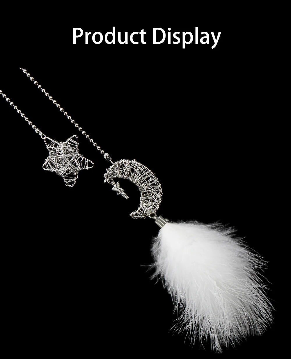KAWOO Hollow Star Moon Feather Car Pendant Ornaments Hand-Wound Car Pendant Home Fashion Interior Decoration Accessories