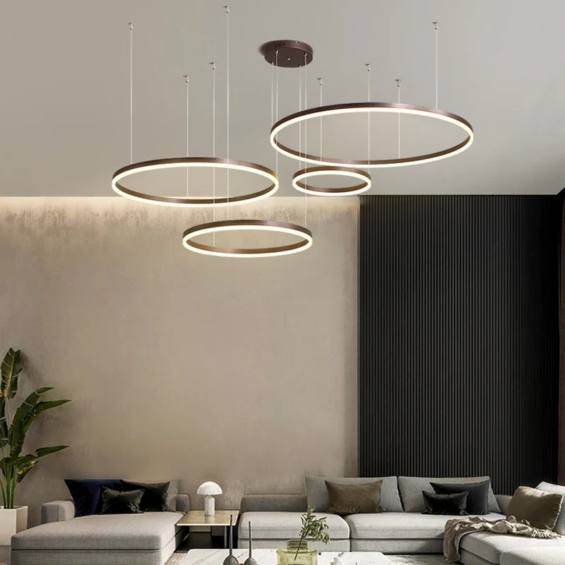 Lustre de Plafond LED Moderne Lustre Anneau Circulaire Salon Chambre Salle à Manger Éclairage Maison Intérieur Décoration Lustre