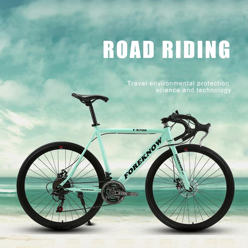 Road Bike 48cm Carbon Steel Muscle Frame 40 Knife Wheel Road Bicycle 21 Speed Double Disc Brake Racing Bike Adult Variable Speed