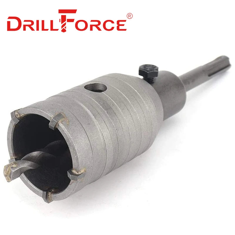 Drillforce 30-160mm Concrete Hole Saw Electric Hollow Core Cement Stone Wall Air Conditioner Masonry SDS Plus Max Hex Drill Bit