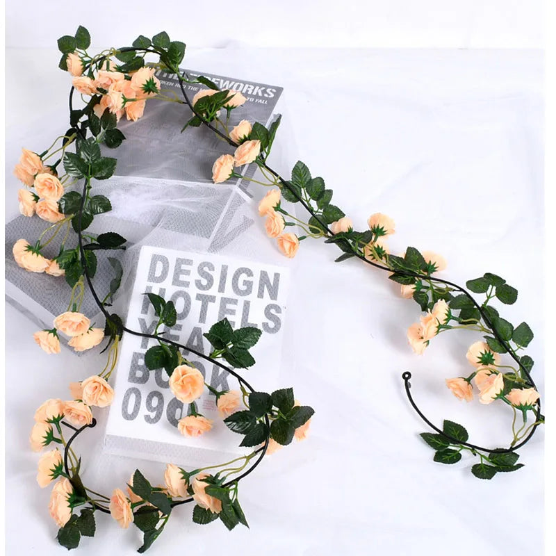 1pc 2m Rose Artificial Flower Garland White for Wedding Home Decoration Spring Autumn Garden Arch Decor DIY Fake Flowers Vine