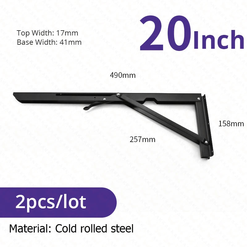 KAK 2pcs Équerre Pliable Robuste en Acier Inoxydable Support Mural Économiseur d'Espace pour Table de Travail, Camping-car, Voiture