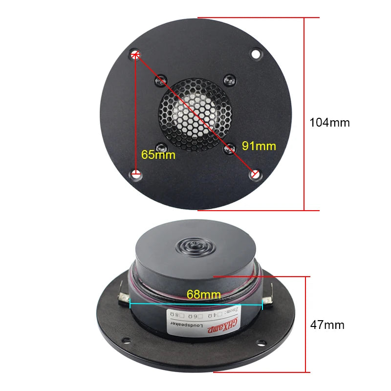 GHXAMP 4 inch Tweeter Speaker Ceramic Diaphragm Silk Side Aluminum panel Treble 20W HIFI home Super tweeter 8OHM 45KHZ 93dB 1PCS