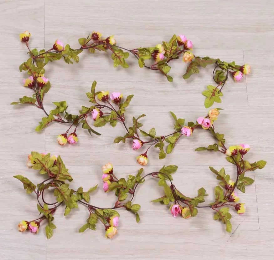 1pc 2m Rose Artificial Flower Garland White for Wedding Home Decoration Spring Autumn Garden Arch Decor DIY Fake Flowers Vine