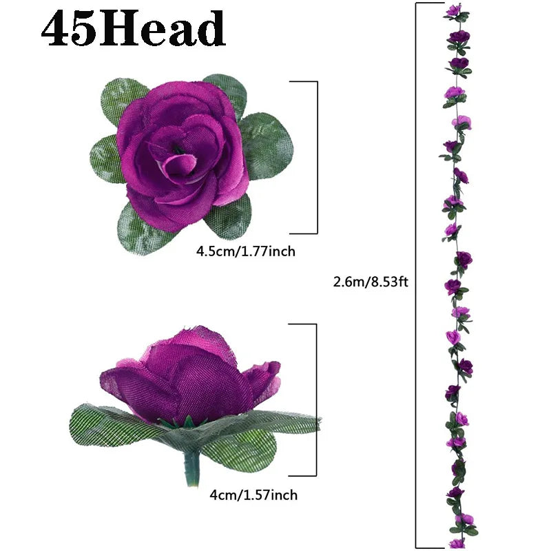 1pc 2m Rose Artificial Flower Garland White for Wedding Home Decoration Spring Autumn Garden Arch Decor DIY Fake Flowers Vine