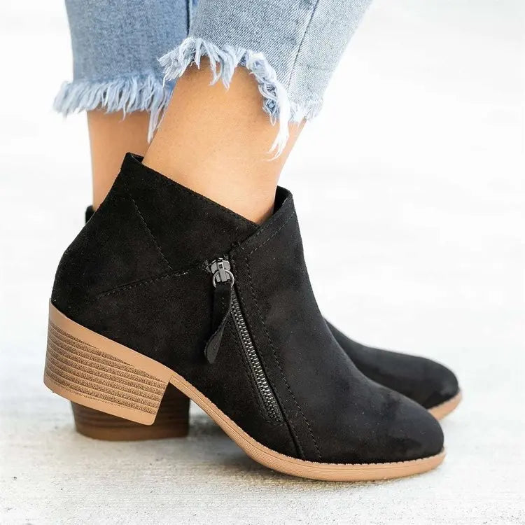 Women Booties 2025 Autumn Suede chelsea Boots Women Fashion Size 43 Platform Boots Side Zipper Heeled Ankle Boots Botas De Mujer